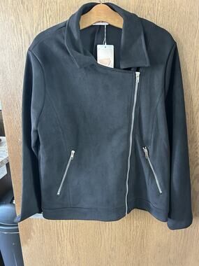 Women’s Kirundo Size L Black Faux Suede Moto Biker Jacket